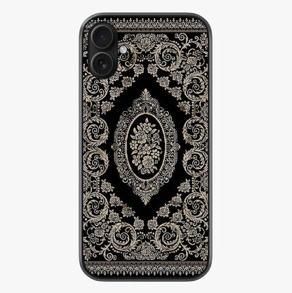 Noir Bloom Elegance Glass Case showing full back design in clean flat view with glossy glass finish.