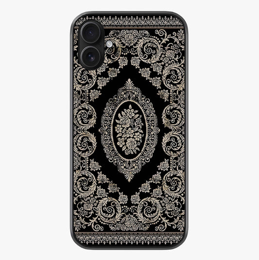 Noir Bloom Elegance Glass Case showing full back design in clean flat view with glossy glass finish.