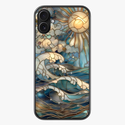 Oceanic Stained Printed Glass Case showing full back design in clean flat view with glossy glass finish.