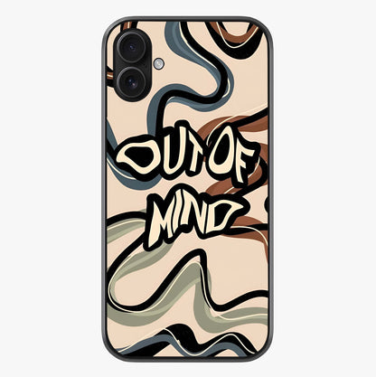 Out Of Mind Glass Case showing full back design in clean flat view with glossy glass finish.