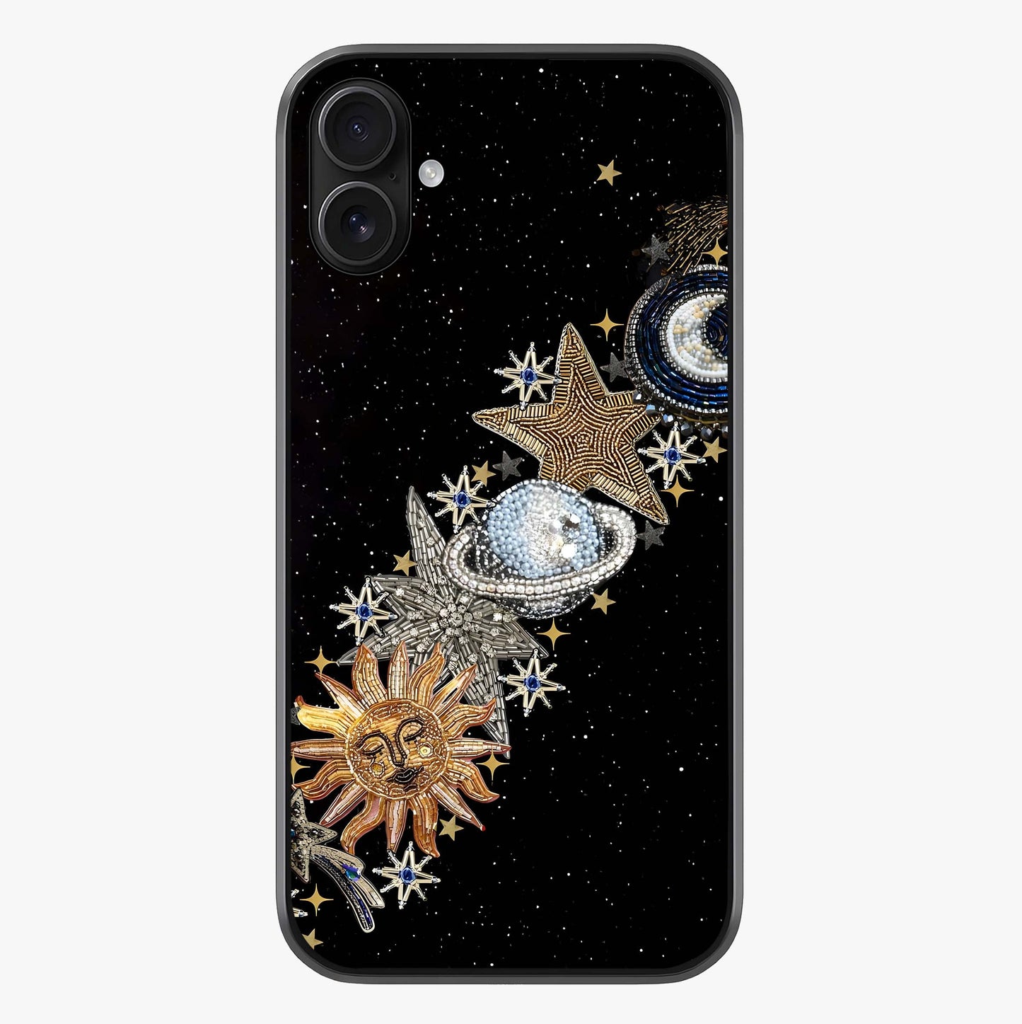 Pearls Universe Object Glass Case showing full back design in clean flat view with glossy glass finish.