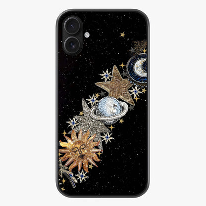 Pearls Universe Object Glass Case showing full back design in clean flat view with glossy glass finish.