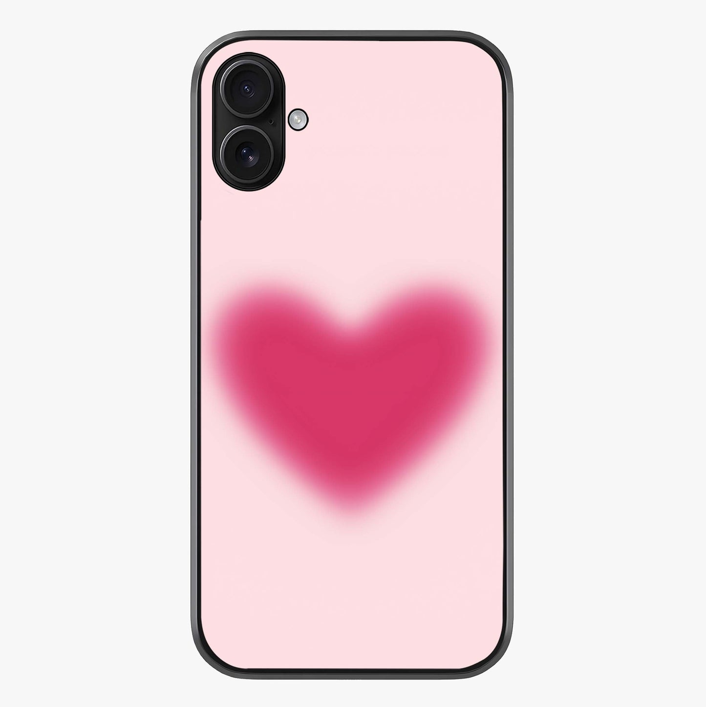 Pink Aura Heart Glass Case showing full back design in clean flat view with glossy glass finish.