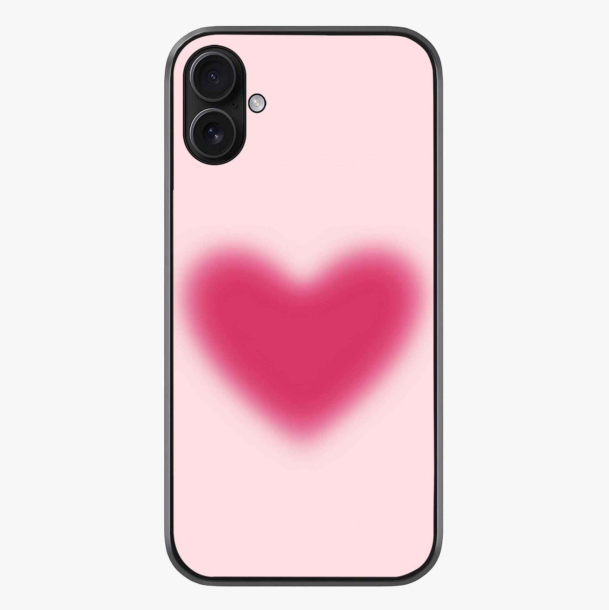 Pink Aura Heart Glass Case showing full back design in clean flat view with glossy glass finish.