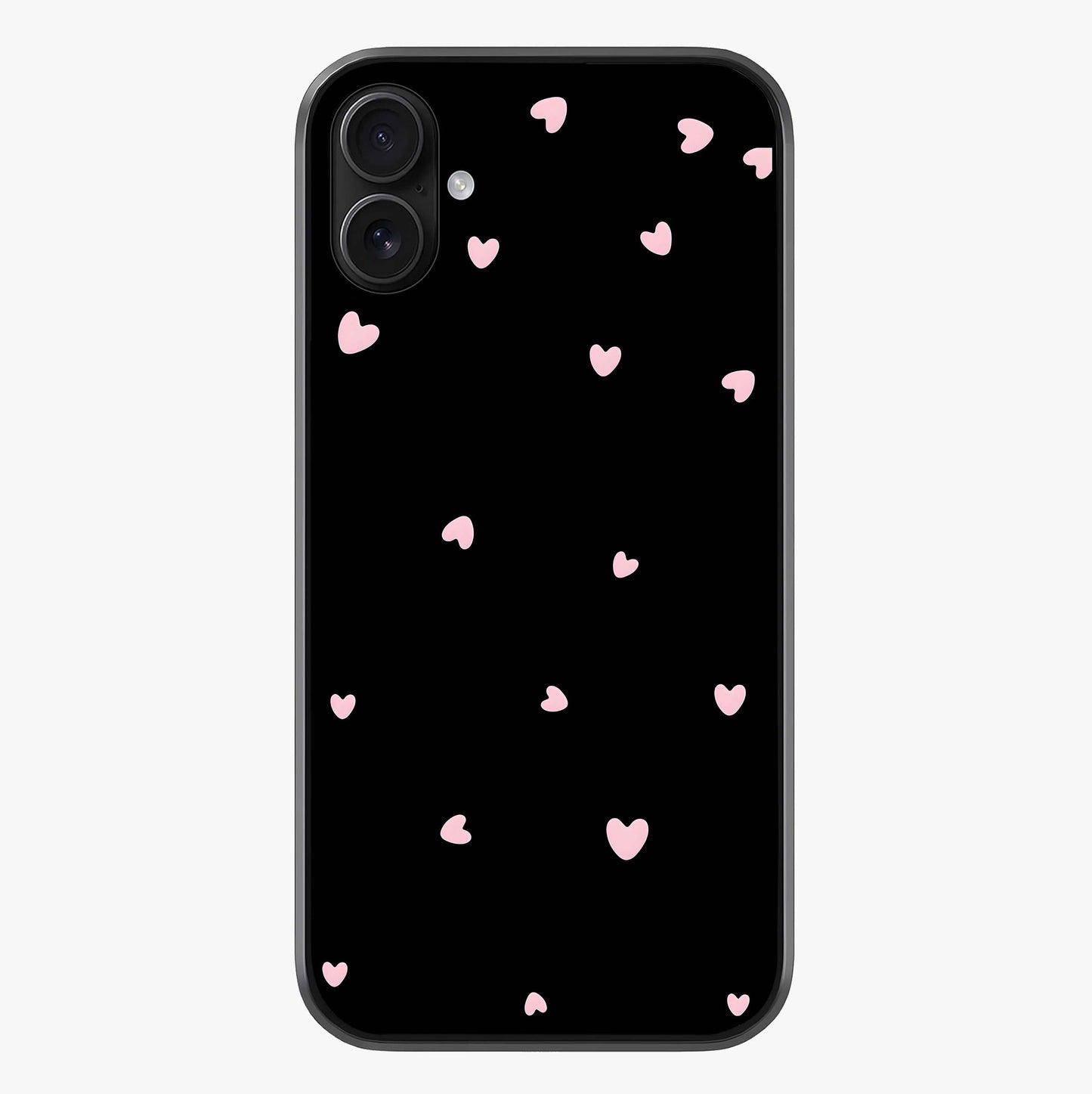 Pink Love Drops Glass Case showing full back design in clean flat view with glossy glass finish.