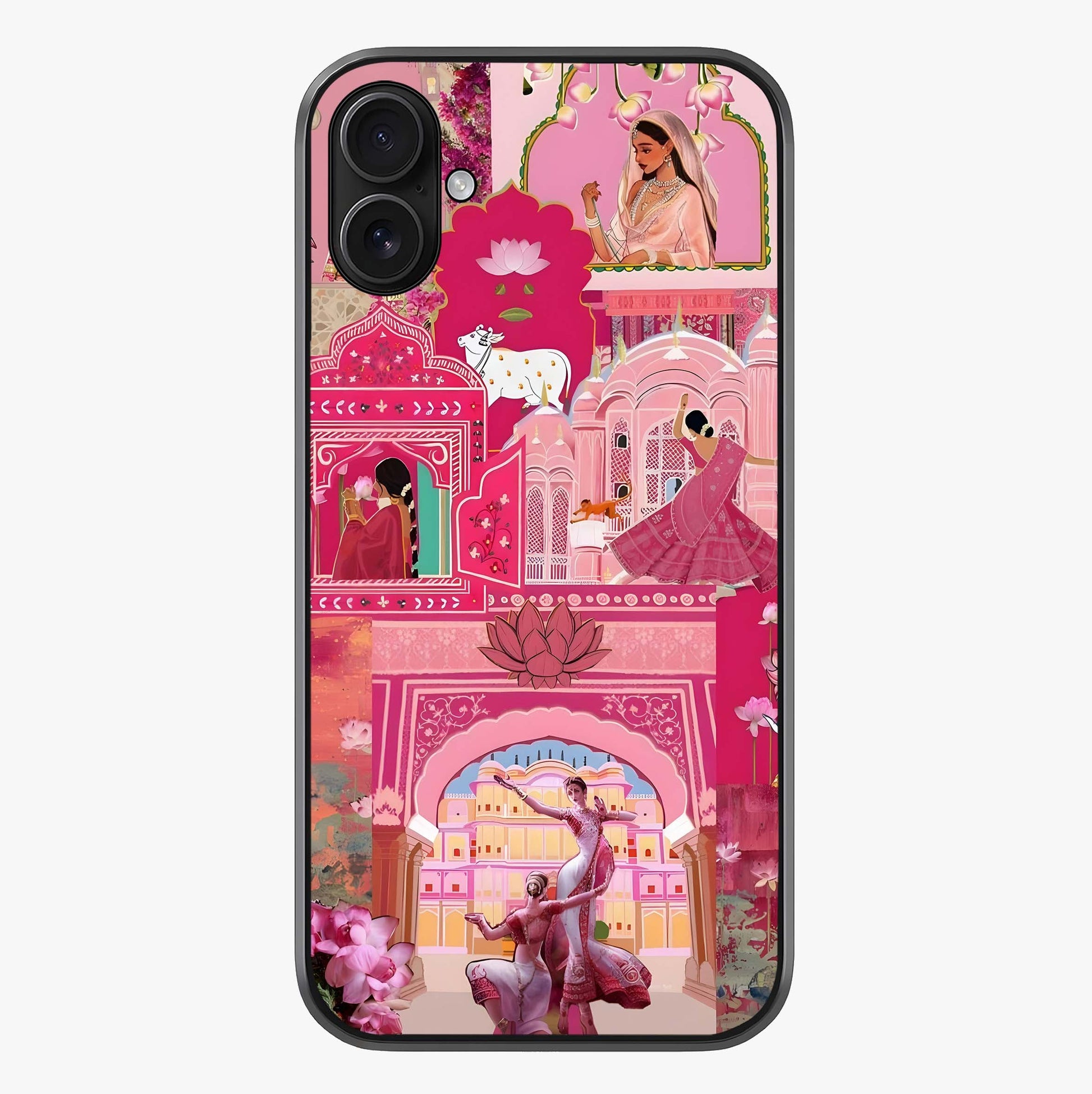 Pink Palace Muse Glass Case showing full back design in clean flat view with glossy glass finish.