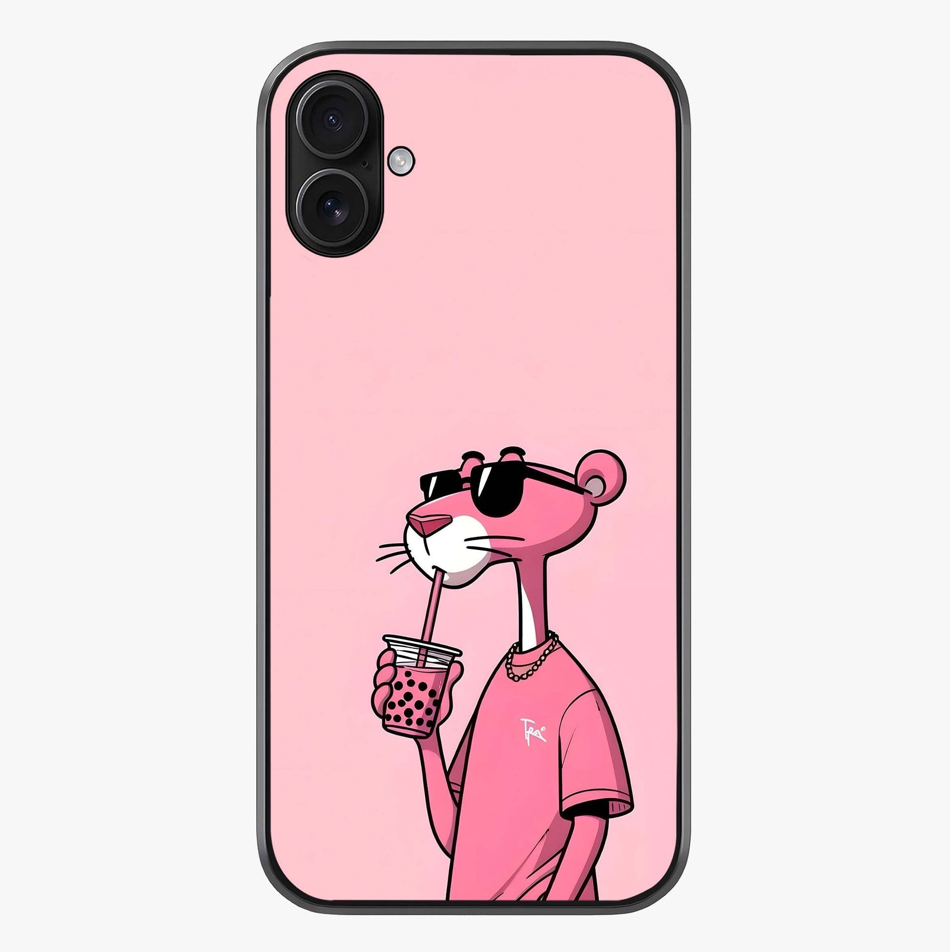 Pink Panther Glass Case showing full back design in clean flat view with glossy glass finish.