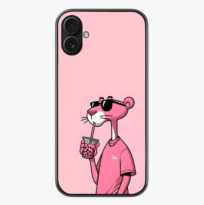 Pink Panther Glass Case showing full back design in clean flat view with glossy glass finish.