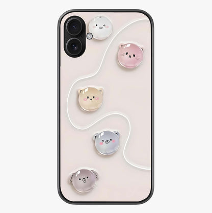 Puffy Face Parade Glass Case showing full back design in clean flat view with glossy glass finish.