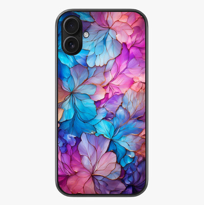 Radiant Floral Whirl Glass Case showing full back design in clean flat view with glossy glass finish.