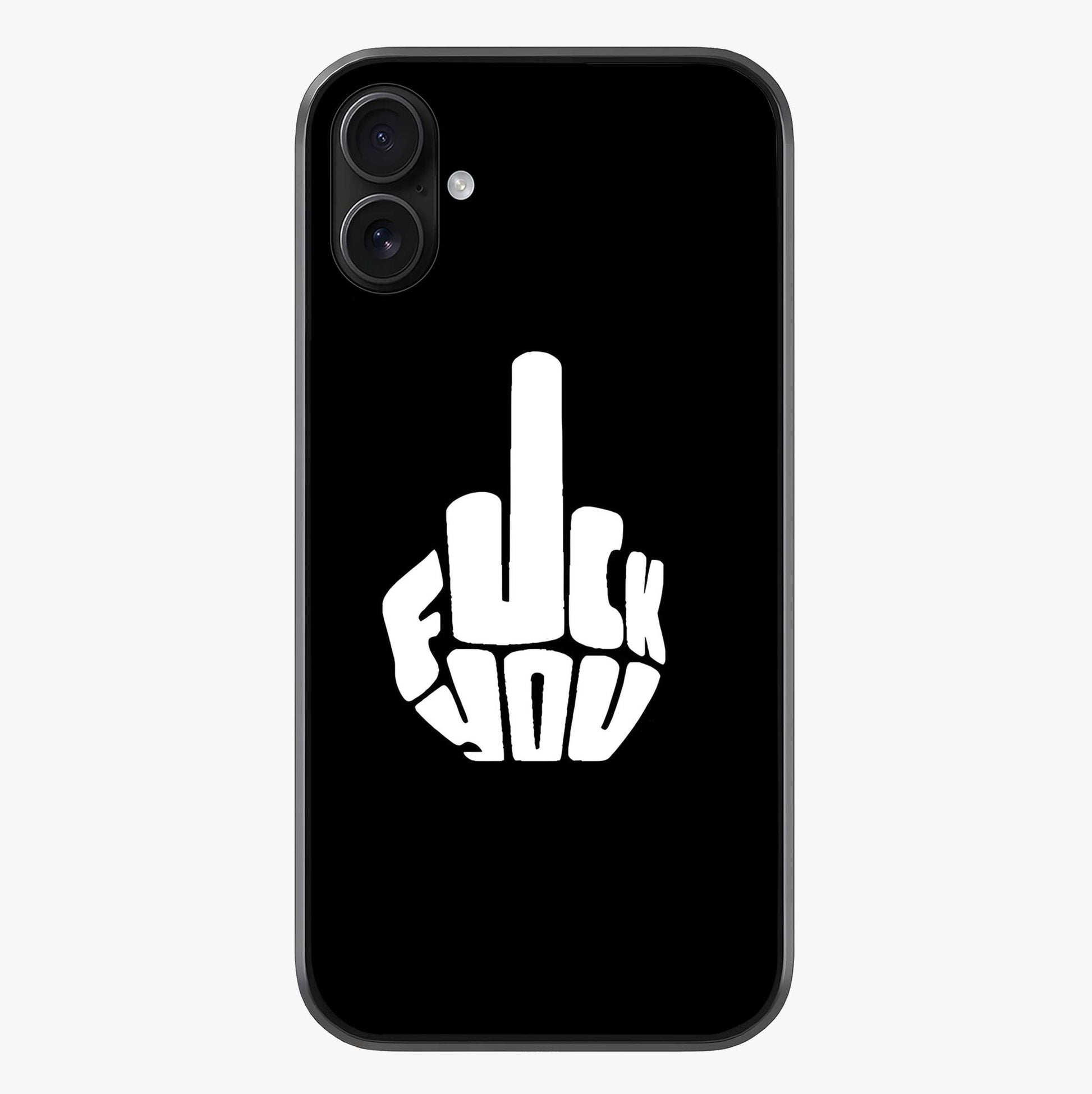 Rebel Mode On Glass Case showing full back design in clean flat view with glossy glass finish.