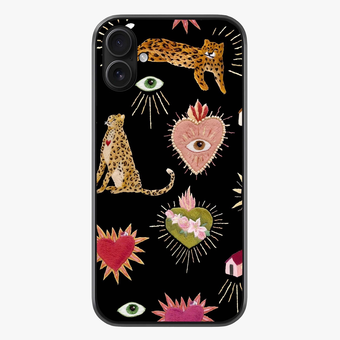Sacred Jungle Heart Glass Case showing full back design in clean flat view with glossy glass finish.