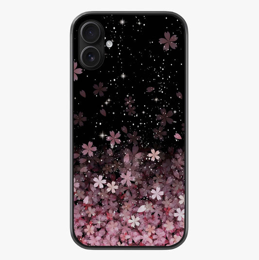 Small Starry Flowers Glass Case showing full back design in clean flat view with glossy glass finish.