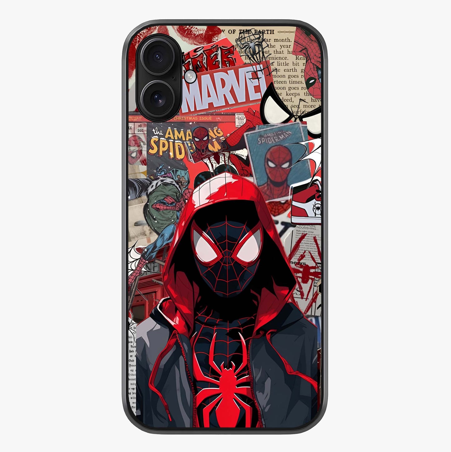 Spider Collage Street Glass Case showing full back design in clean flat view with glossy glass finish.