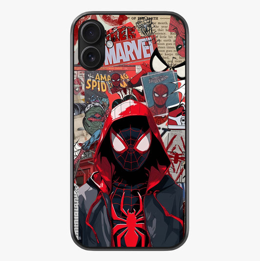 Spider Collage Street Glass Case showing full back design in clean flat view with glossy glass finish.