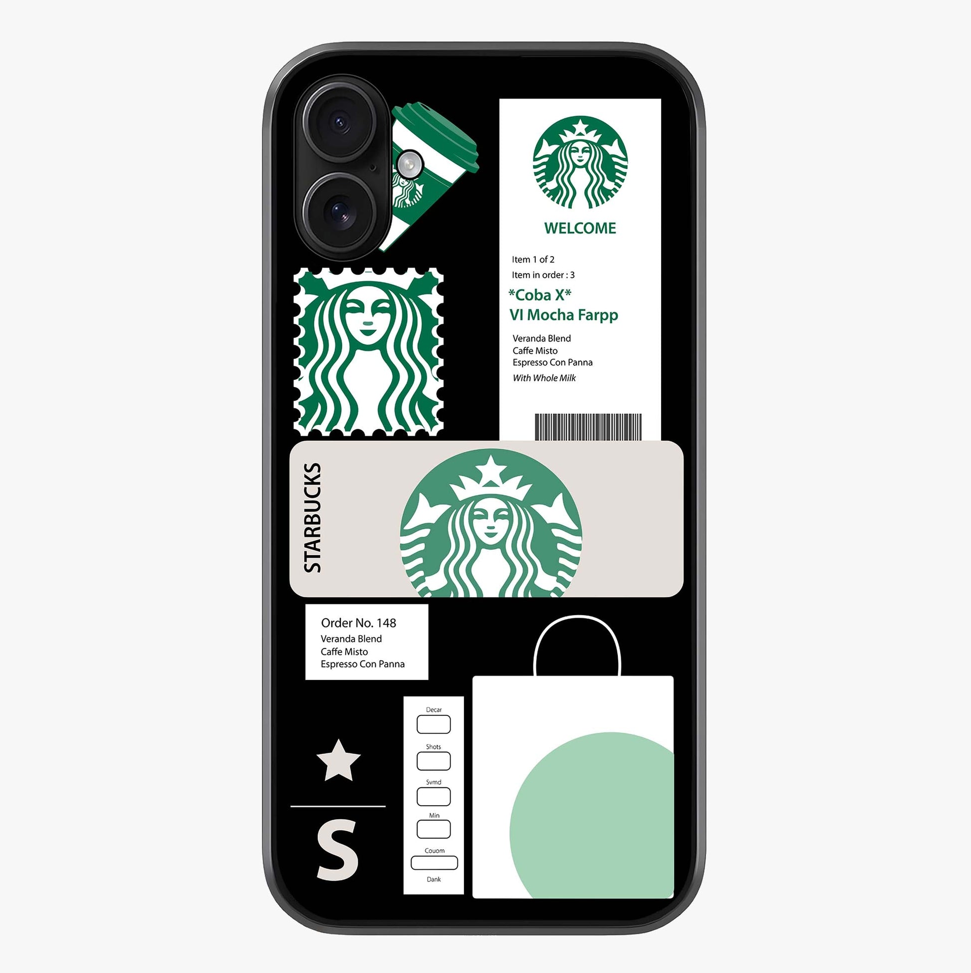 Starbucks Mocha Glass Case showing full back design in clean flat view with glossy glass finish.