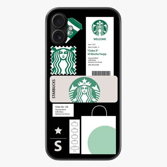 Starbucks Mocha Glass Case showing full back design in clean flat view with glossy glass finish.