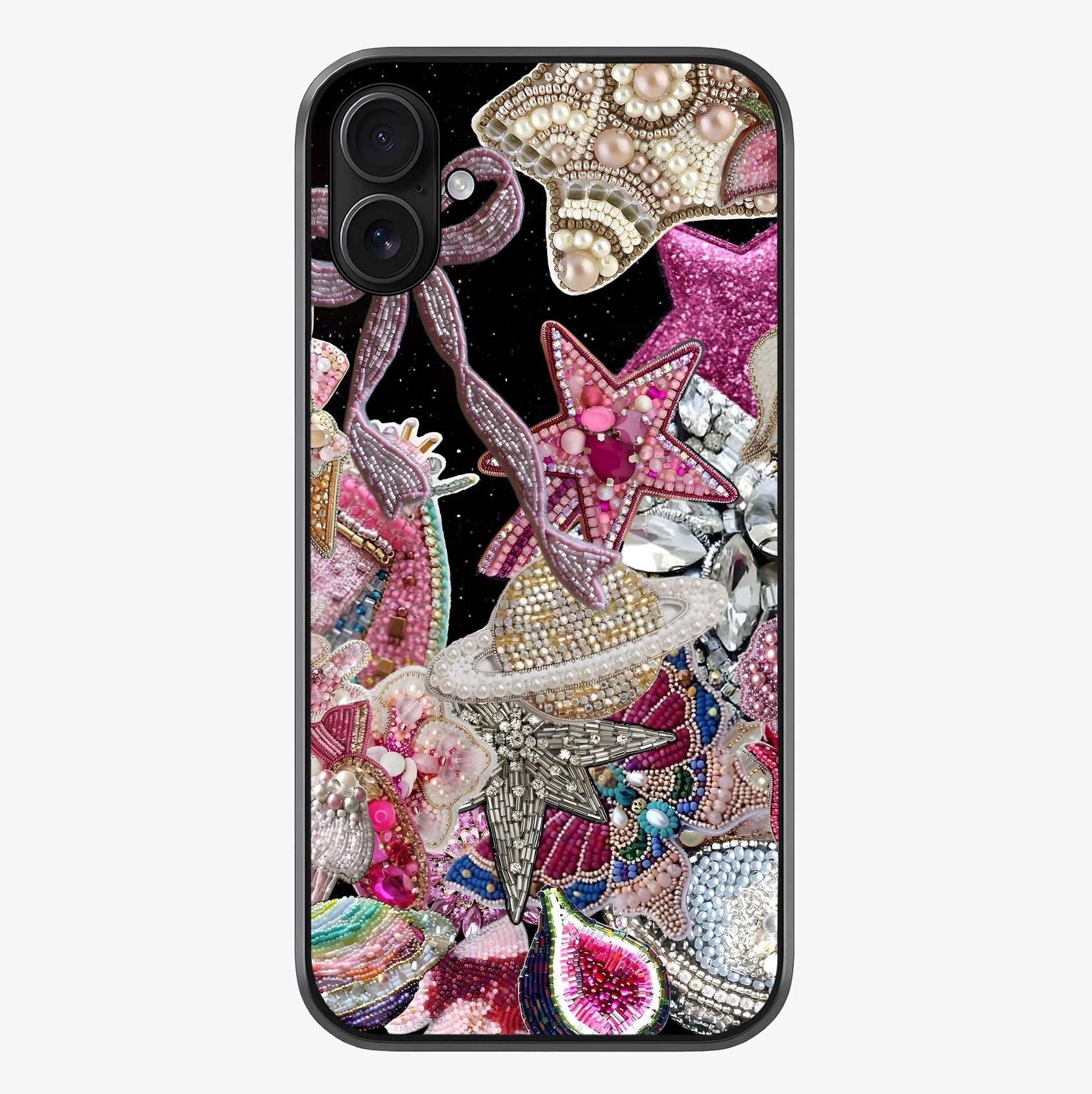 Starlit Jewel Dream Glass Case showing full back design in clean flat view with glossy glass finish.