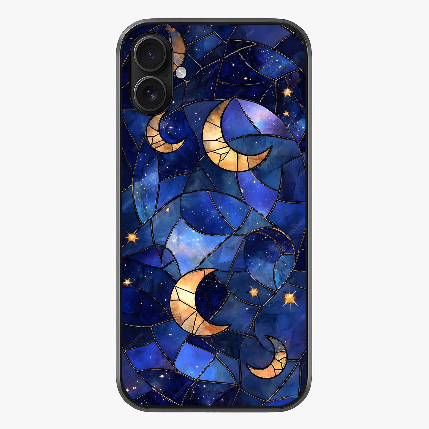 Starlit Sky Tapestry Glass Case showing full back design in clean flat view with glossy glass finish.