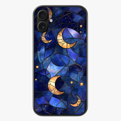 Starlit Sky Tapestry Glass Case showing full back design in clean flat view with glossy glass finish.