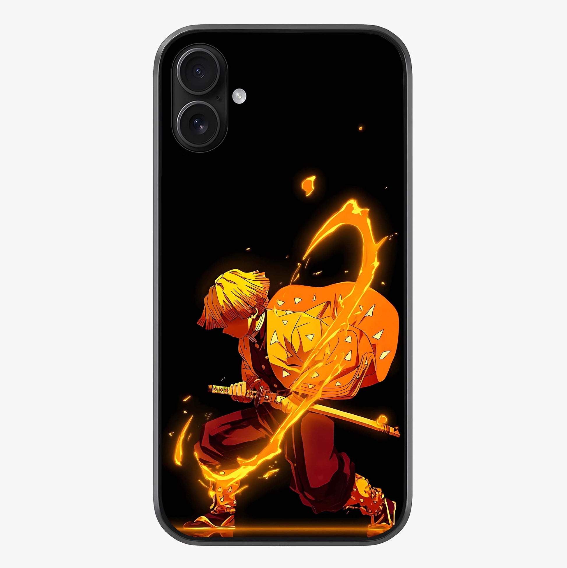 Thunder Flame Execution Glass Case showing full back design in clean flat view with glossy glass finish.