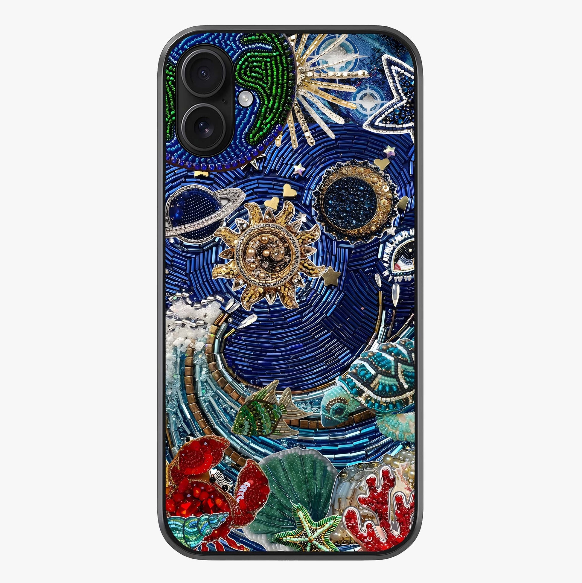 Universe Underwater Spark Glass Case showing full back design in clean flat view with glossy glass finish.