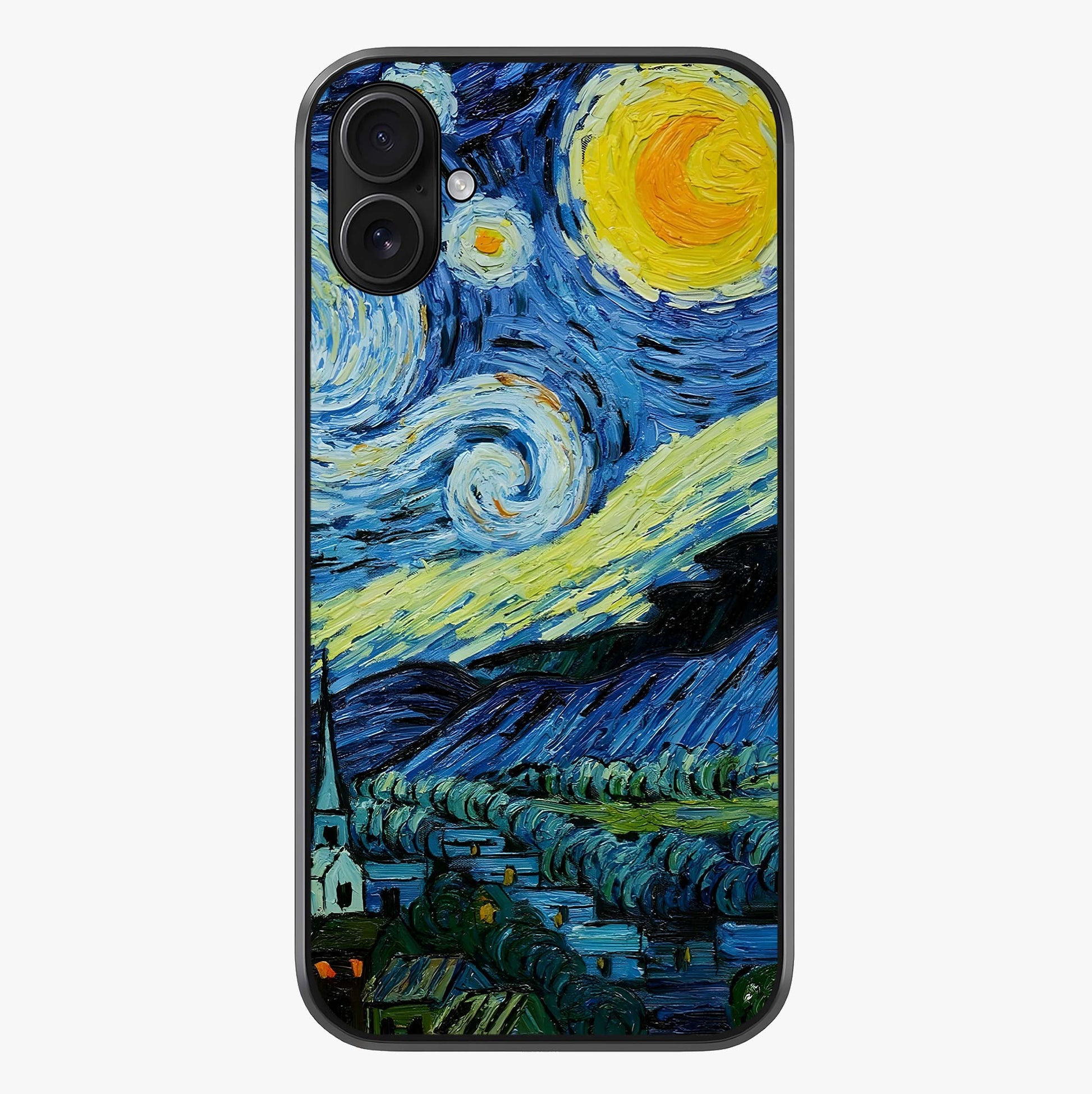 Van Gogh Art Glass Case showing full back design in clean flat view with glossy glass finish.