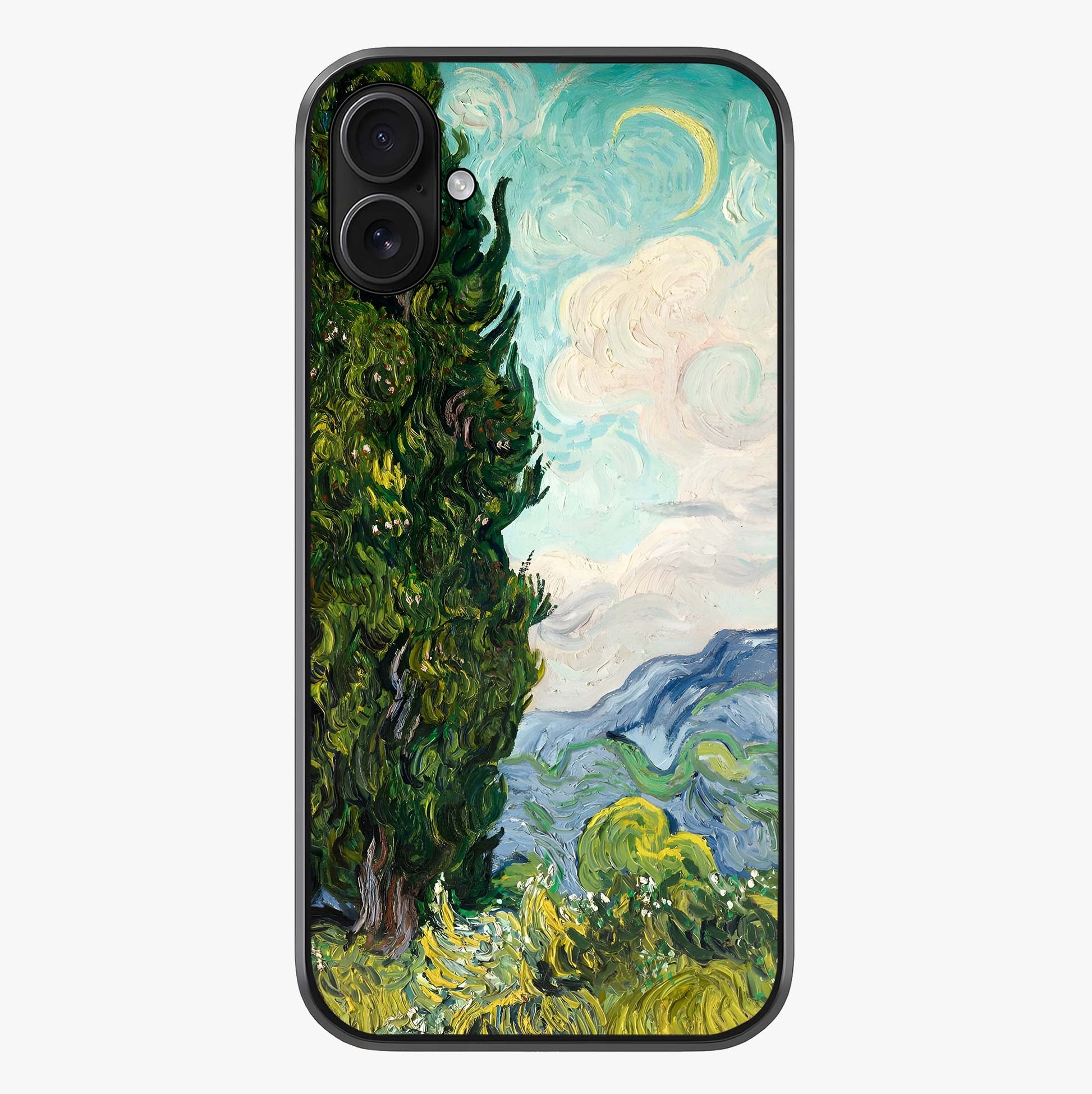 Van Gogh Vintage Art Glass Case showing full back design in clean flat view with glossy glass finish.
