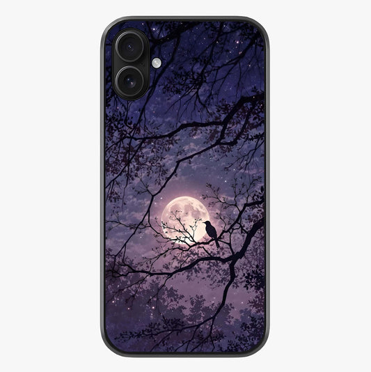 Whispering Moon Silence Glass Case showing full back design in clean flat view with glossy glass finish.