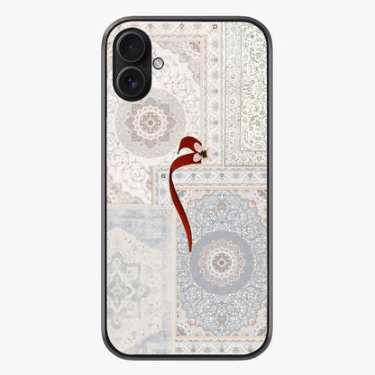White Aesthetic Bow Glass Case showing full back design in clean flat view with glossy glass finish.
