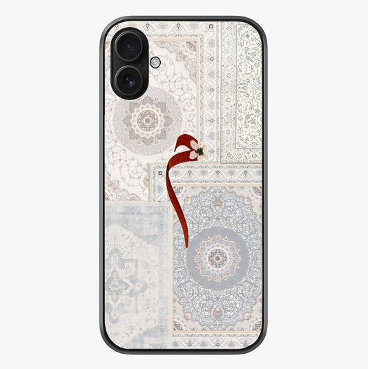 White Aesthetic Bow Glass Case showing full back design in clean flat view with glossy glass finish.
