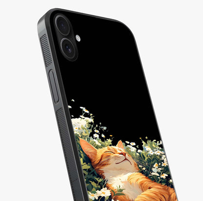 Blissful Bloom Cat Glass Case captured at a warm angle highlighting gloss, texture and premium glass finish.