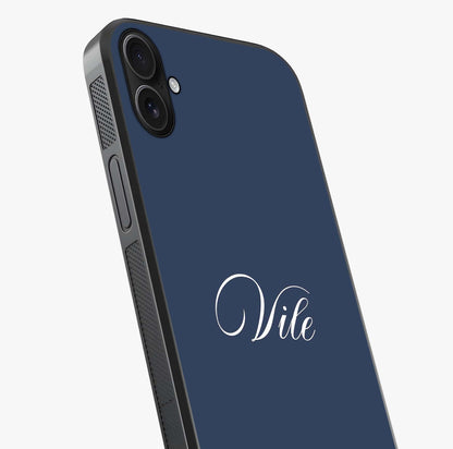 Blue Background Personalized Custom Name Glass Case captured at a warm angle highlighting gloss, texture and premium glass finish.