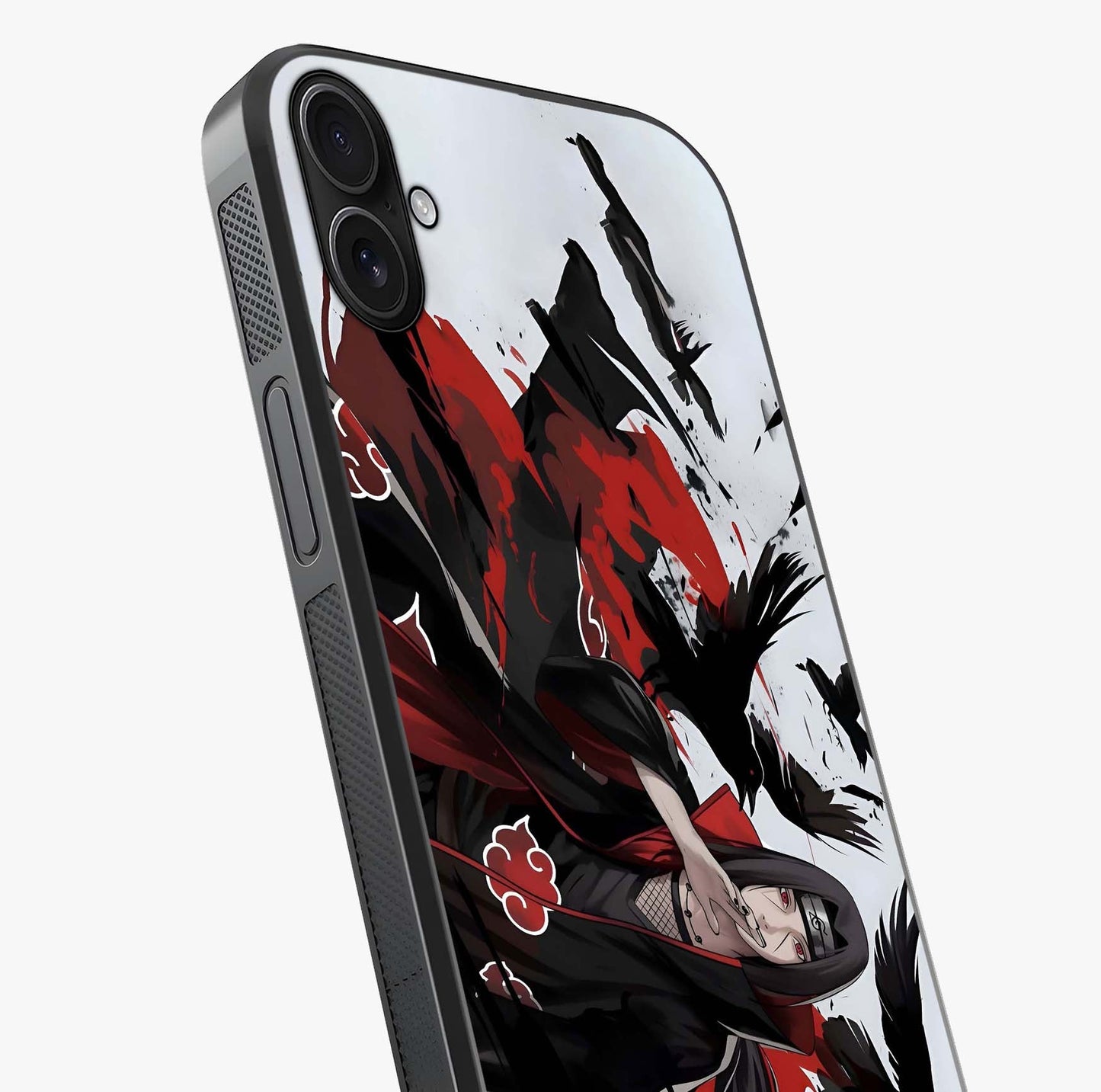 Crimson Crow Illusion Glass Case captured at a warm angle highlighting gloss, texture and premium glass finish.