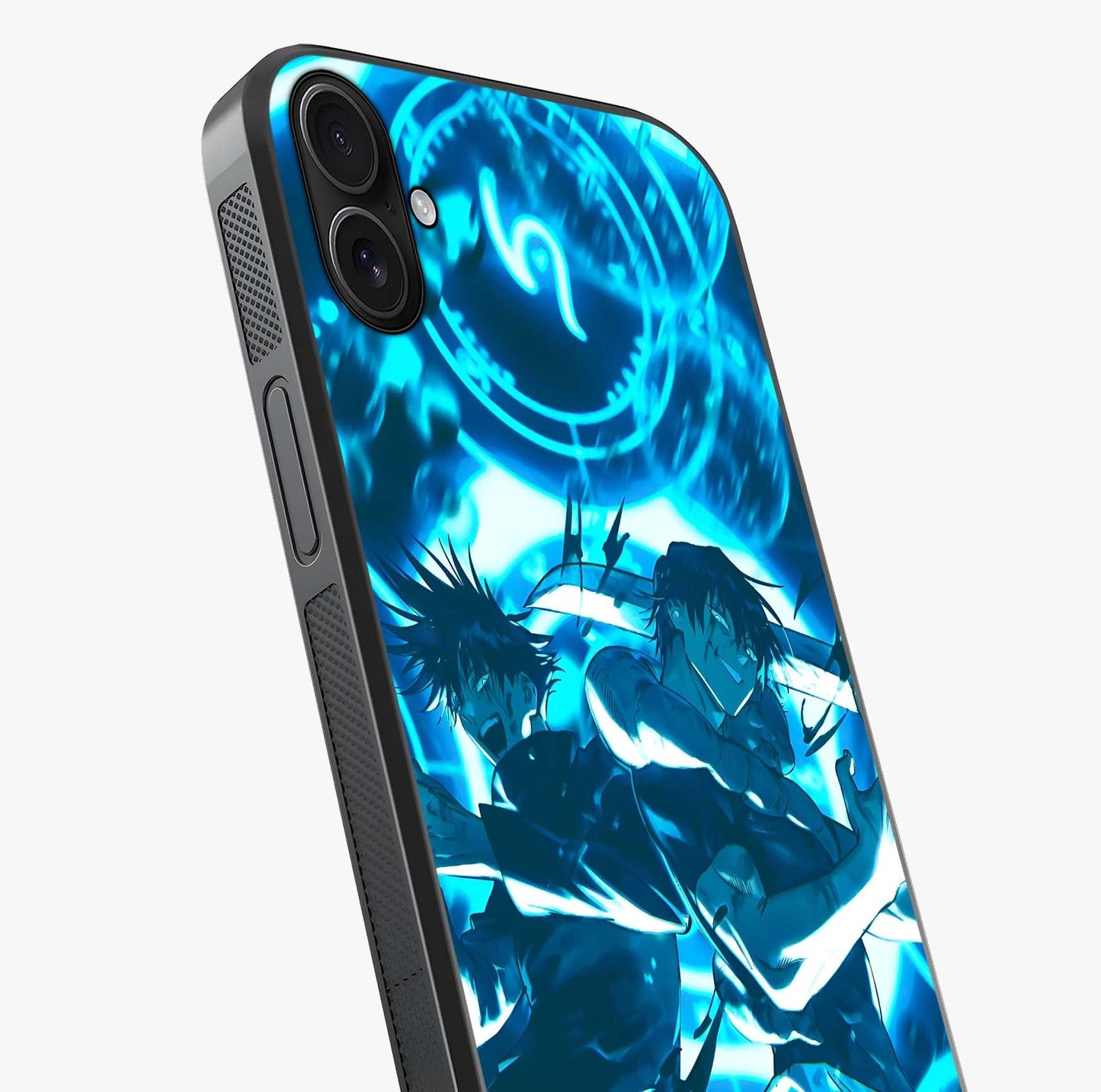 Cursed Energy Clash Glass Case captured at a warm angle highlighting gloss, texture and premium glass finish.