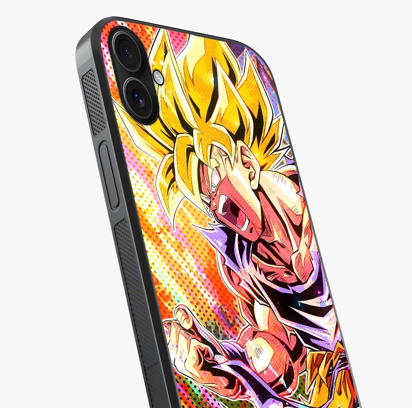 Firing Goku Glass Case captured at a warm angle highlighting gloss, texture and premium glass finish.