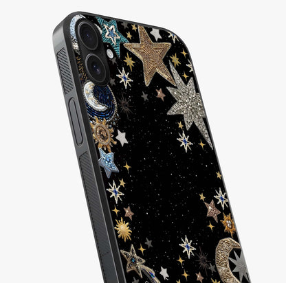 Galactic Jewel Stars Glass Case captured at a warm angle highlighting gloss, texture and premium glass finish.
