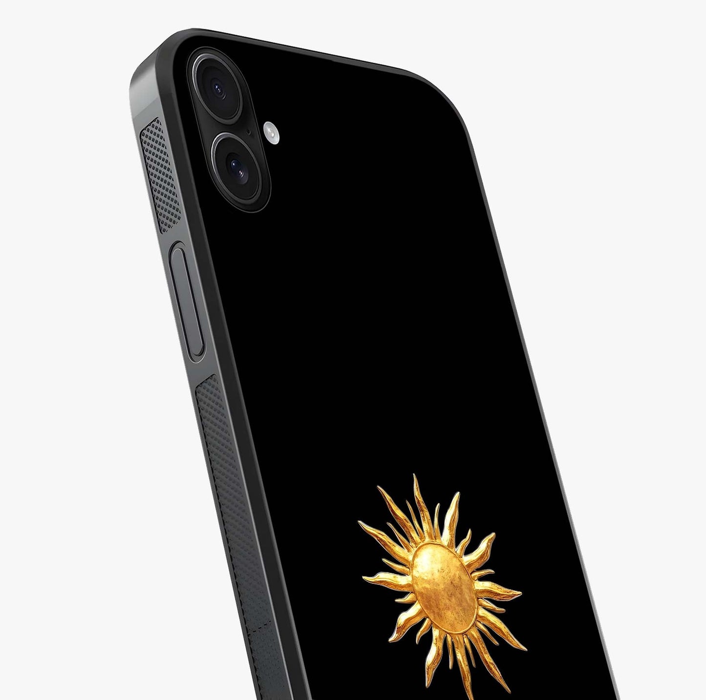 Golden Sun Majesty Glass Case captured at a warm angle highlighting gloss, texture and premium glass finish.