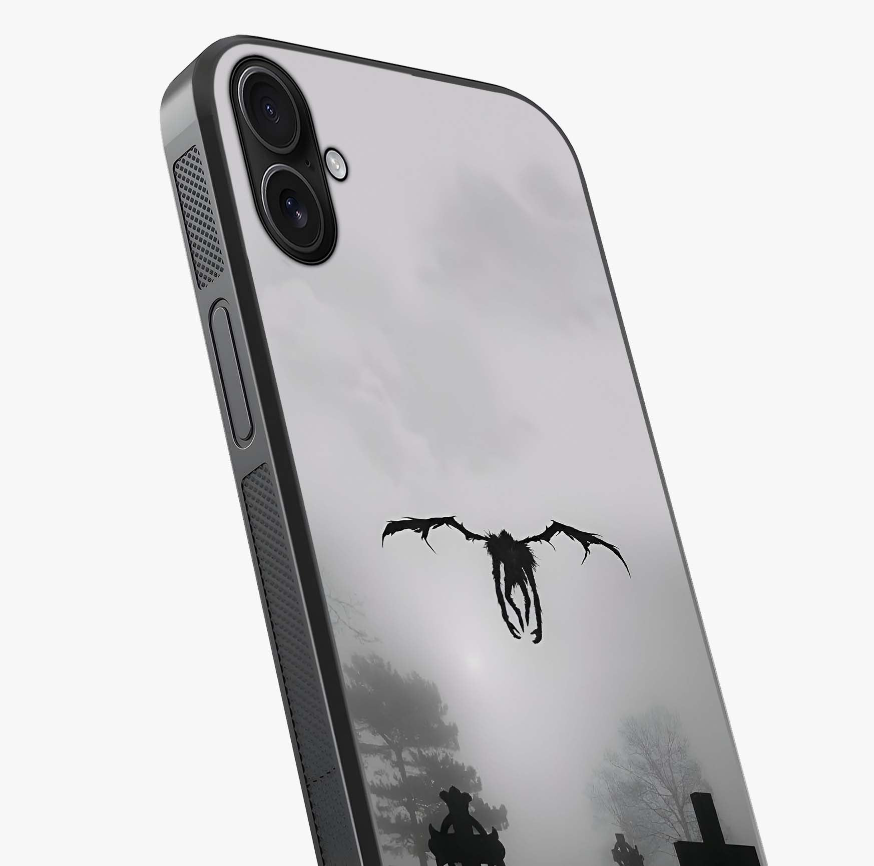 Graveyard Shadow Descent Glass Case captured at a warm angle highlighting gloss, texture and premium glass finish.