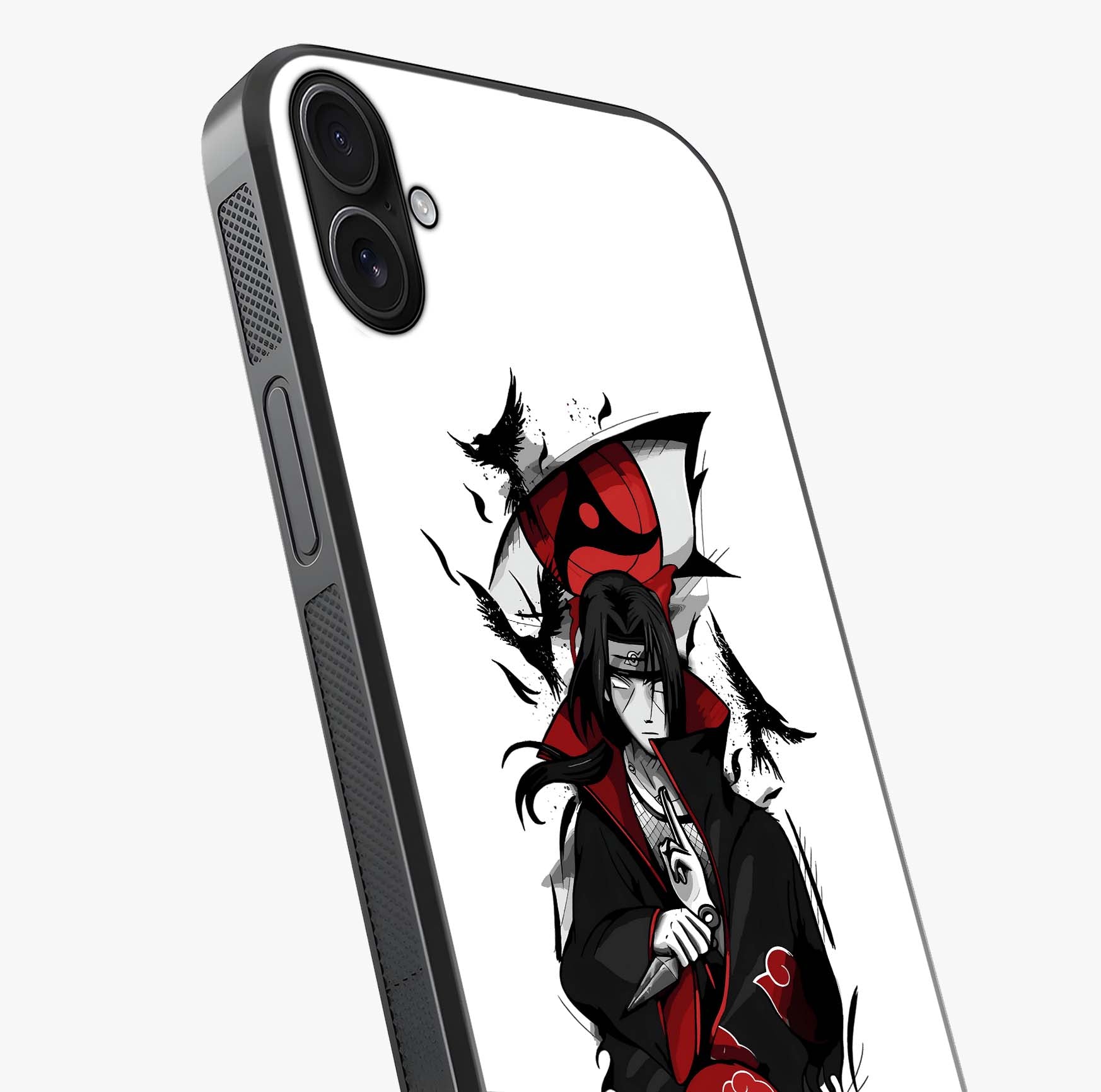 Itachi Limited Edition Naruto Anime Glass Case captured at a warm angle highlighting gloss, texture and premium glass finish.