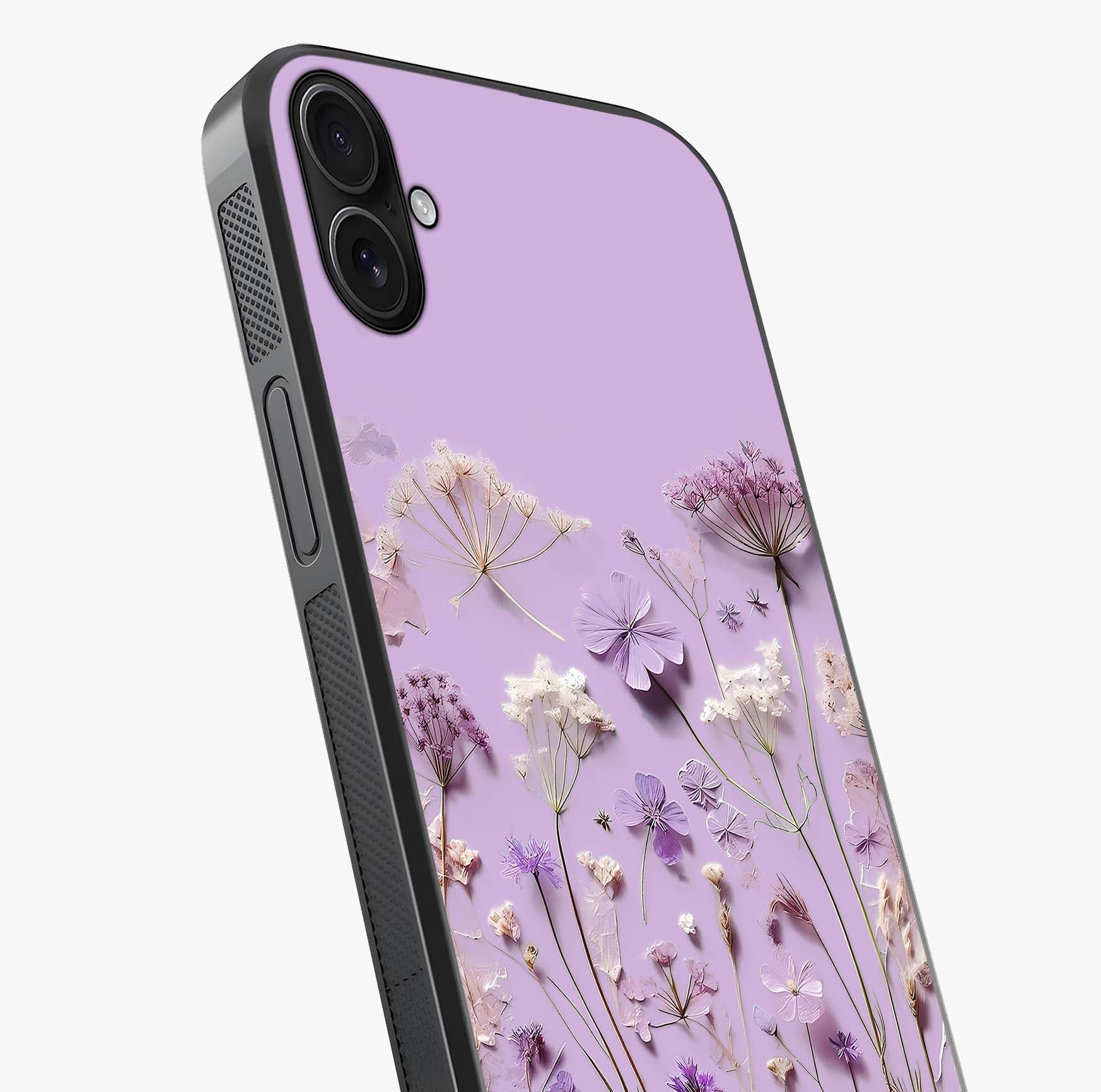 Lavender Blossom Dream Glass Case captured at a warm angle highlighting gloss, texture and premium glass finish.