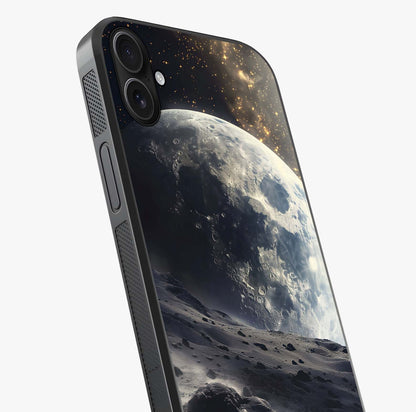 Lunar Horizon Glow Glass Case captured at a warm angle highlighting gloss, texture and premium glass finish.