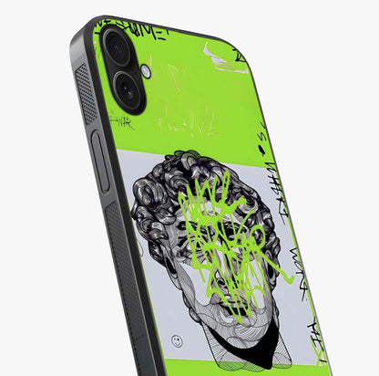 Neo Graffiti Rebellion Glass Case captured at a warm angle highlighting gloss, texture and premium glass finish.