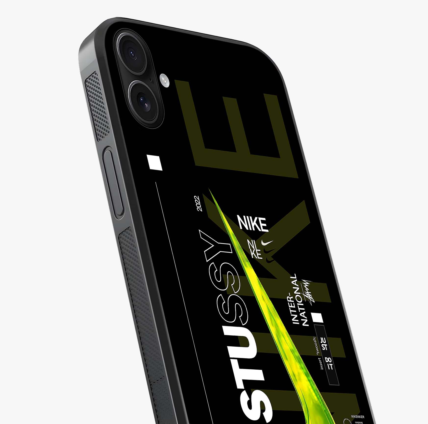 Neon Street Edition Glass Case captured at a warm angle highlighting gloss, texture and premium glass finish.