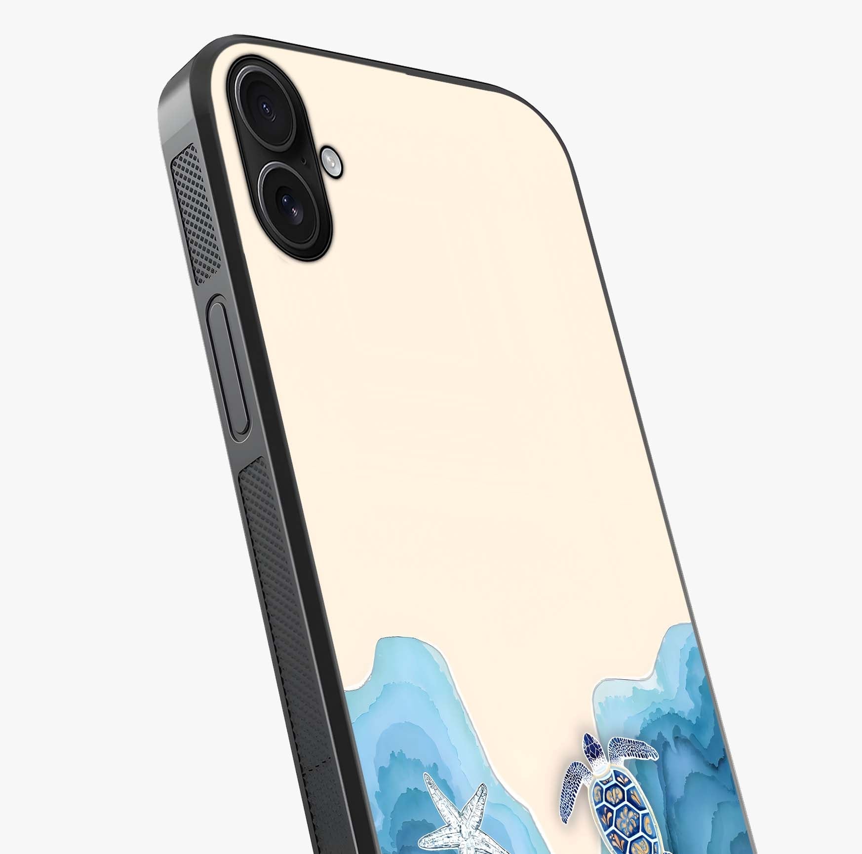 Ocean Drift Turtle Glass Case captured at a warm angle highlighting gloss, texture and premium glass finish.