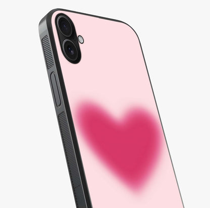 Pink Aura Heart Glass Case captured at a warm angle highlighting gloss, texture and premium glass finish.