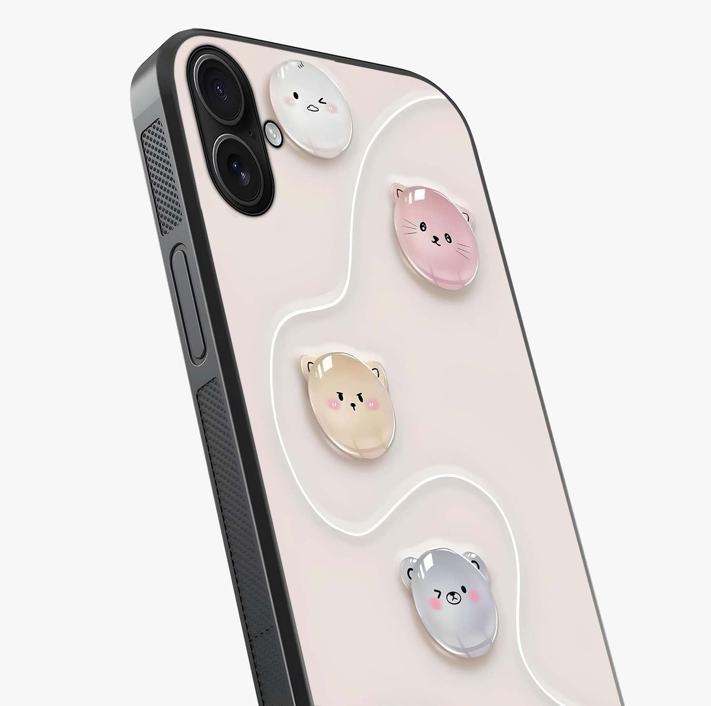 Puffy Face Parade Glass Case captured at a warm angle highlighting gloss, texture and premium glass finish.