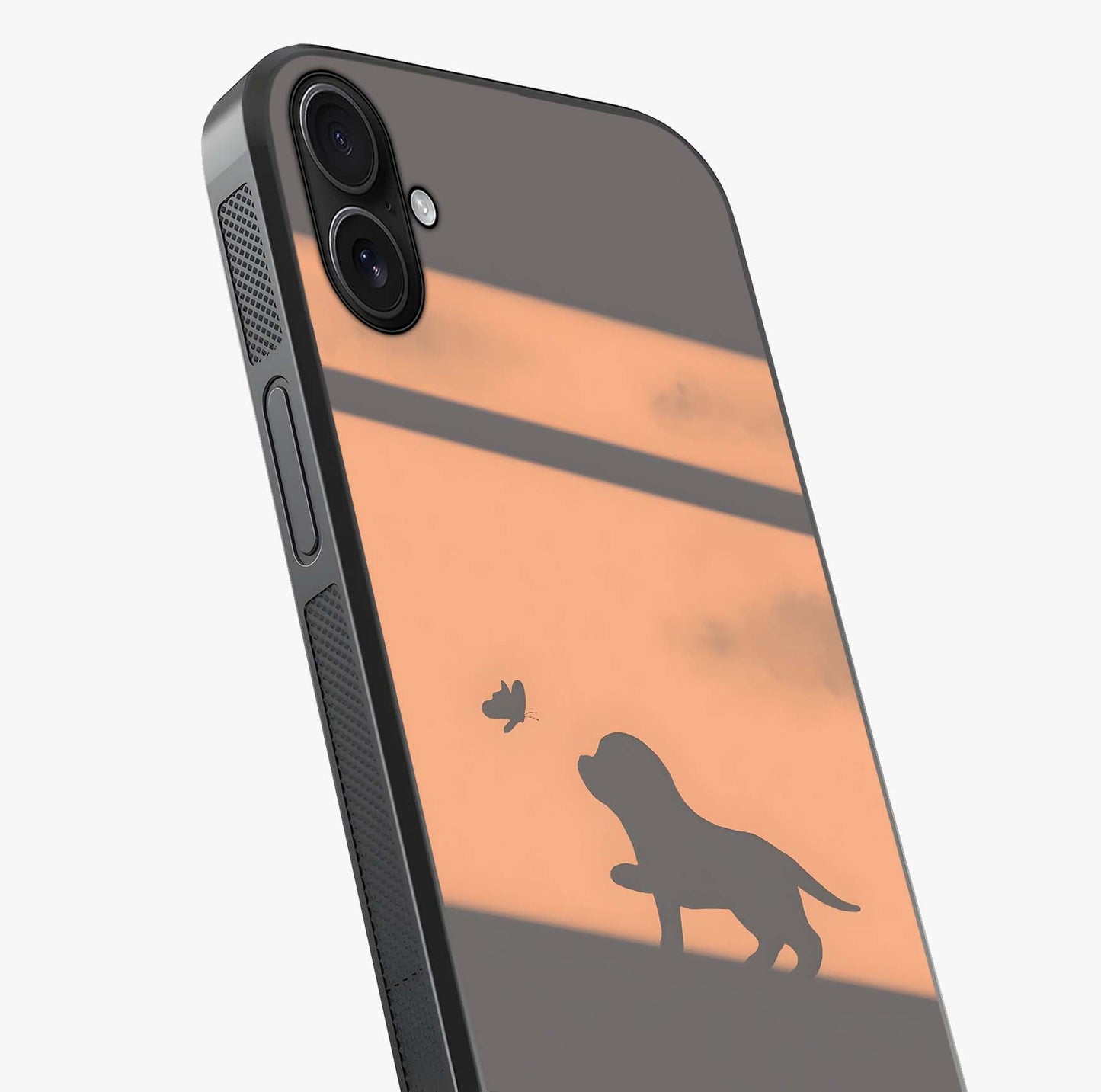 Puppy Shadow Art Glass Case captured at a warm angle highlighting gloss, texture and premium glass finish.