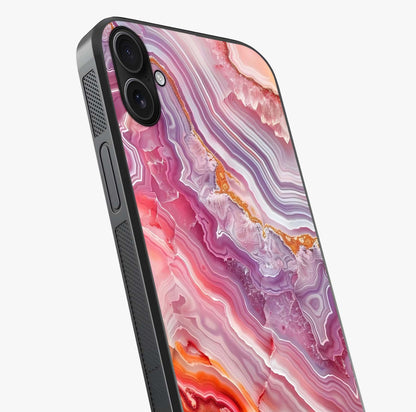 Rose Quartz Marble Glass Case captured at a warm angle highlighting gloss, texture and premium glass finish.