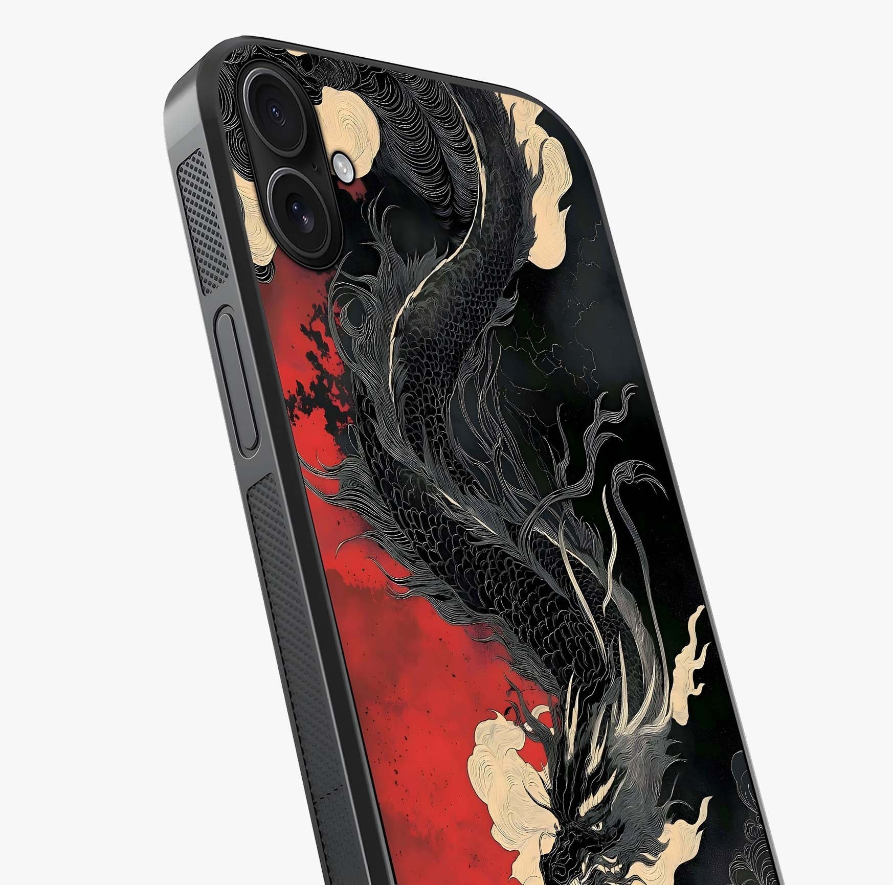 Shadow Dragon Fury Glass Case captured at a warm angle highlighting gloss, texture and premium glass finish.